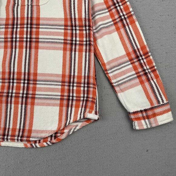 Outerknown Blanket Shirt Women’s M/L Orange Plaid Button Up Heavyweight - Picture 2 of 16